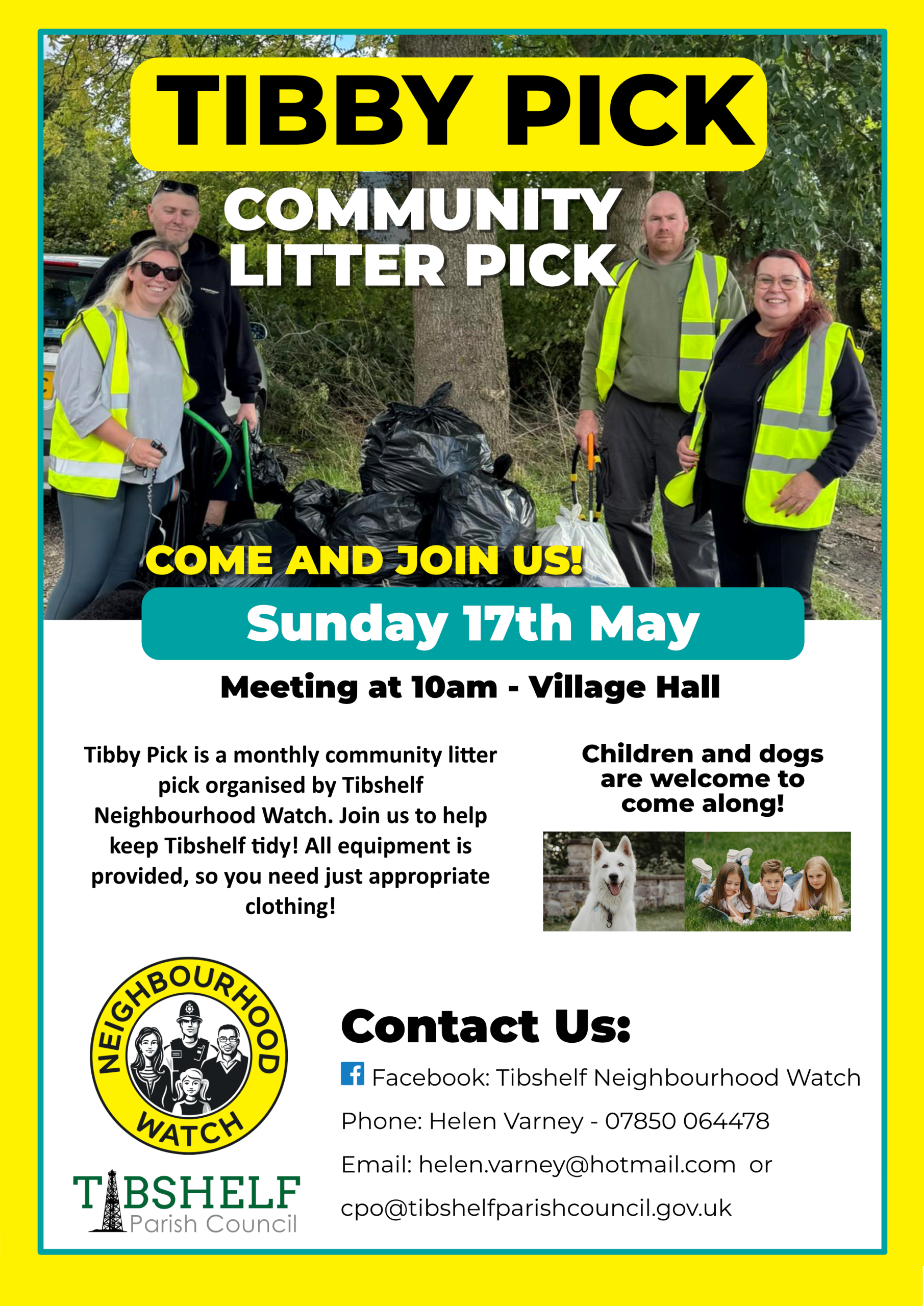 Tibby Pick Litter Pick - Sunday 17th May - Meet at 10am, Village Hall
