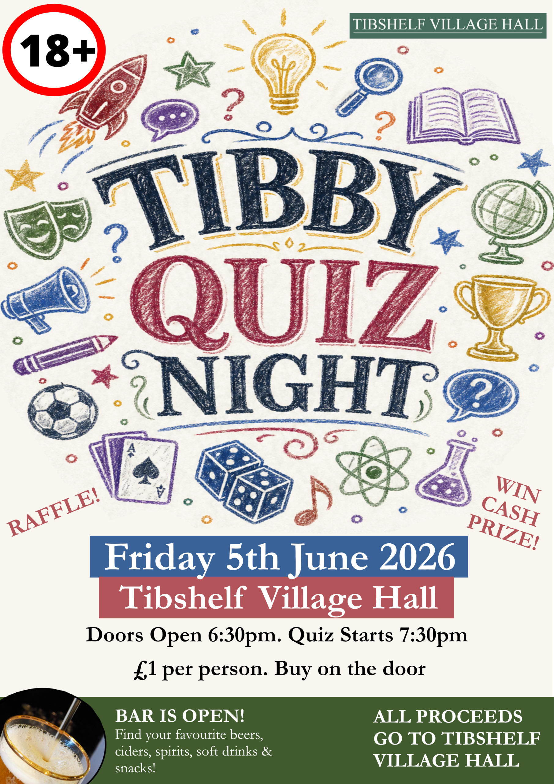 Tibby Quiz Night - Friday 5th June - Tibshelf Village Hall - 7:30pm - £1 per person - Buy on the door
