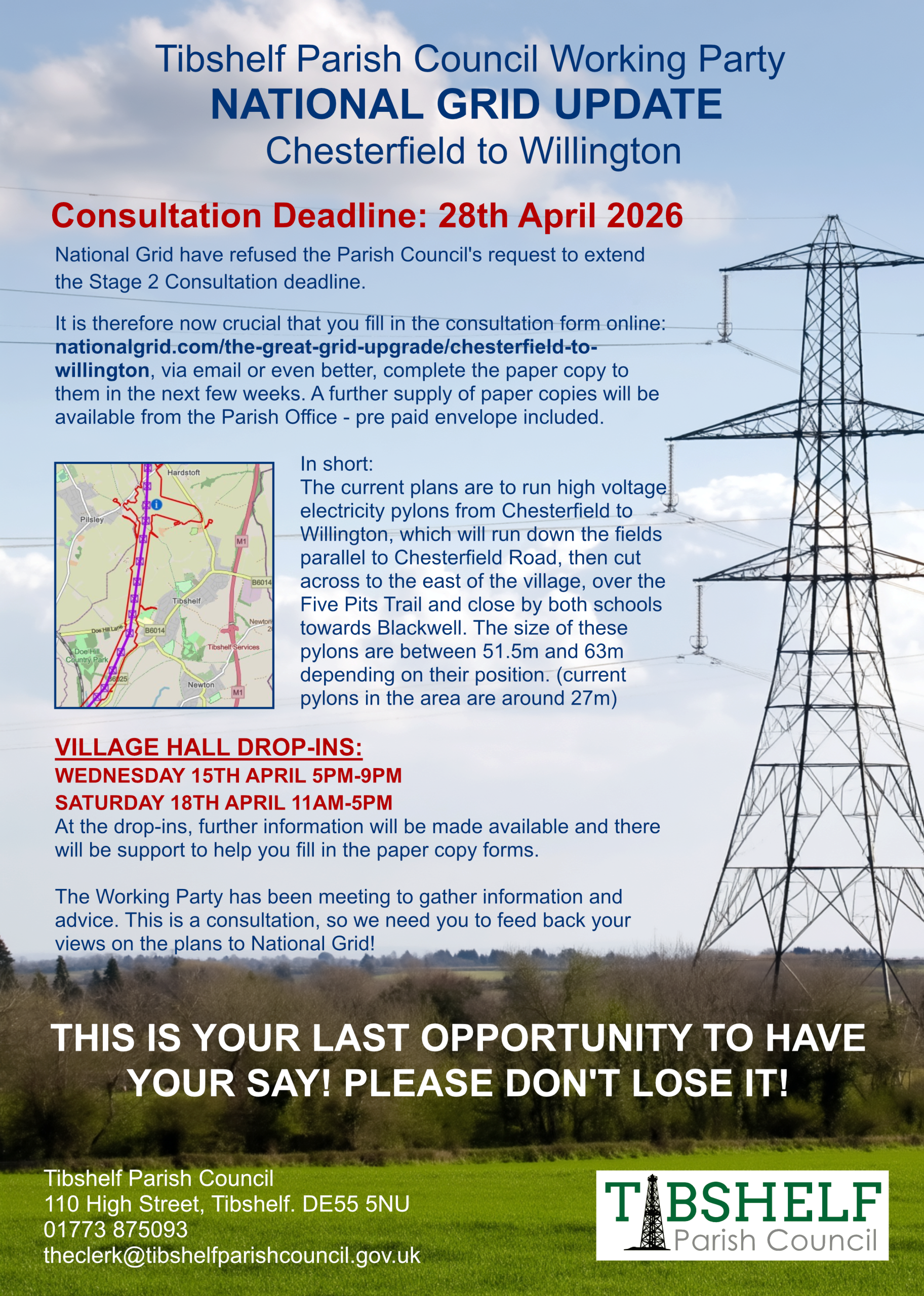 National Grid Pylon Consultation Leaflet - Deadline 28th April 2026