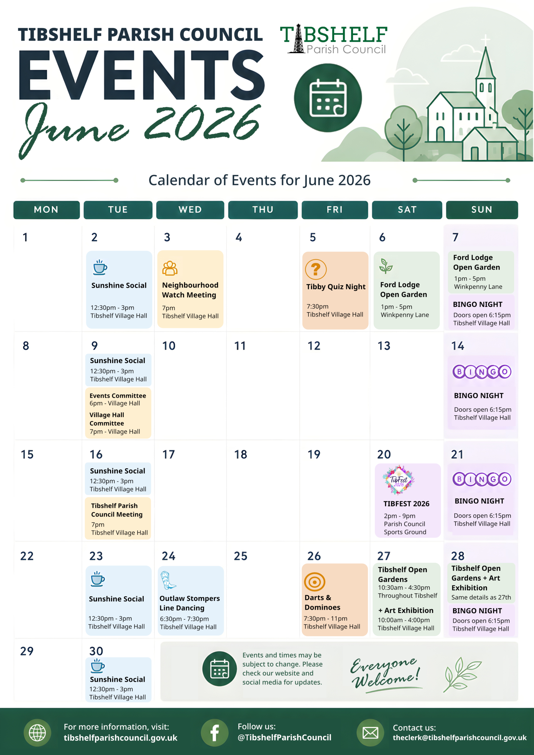Events Calendar for June 2026