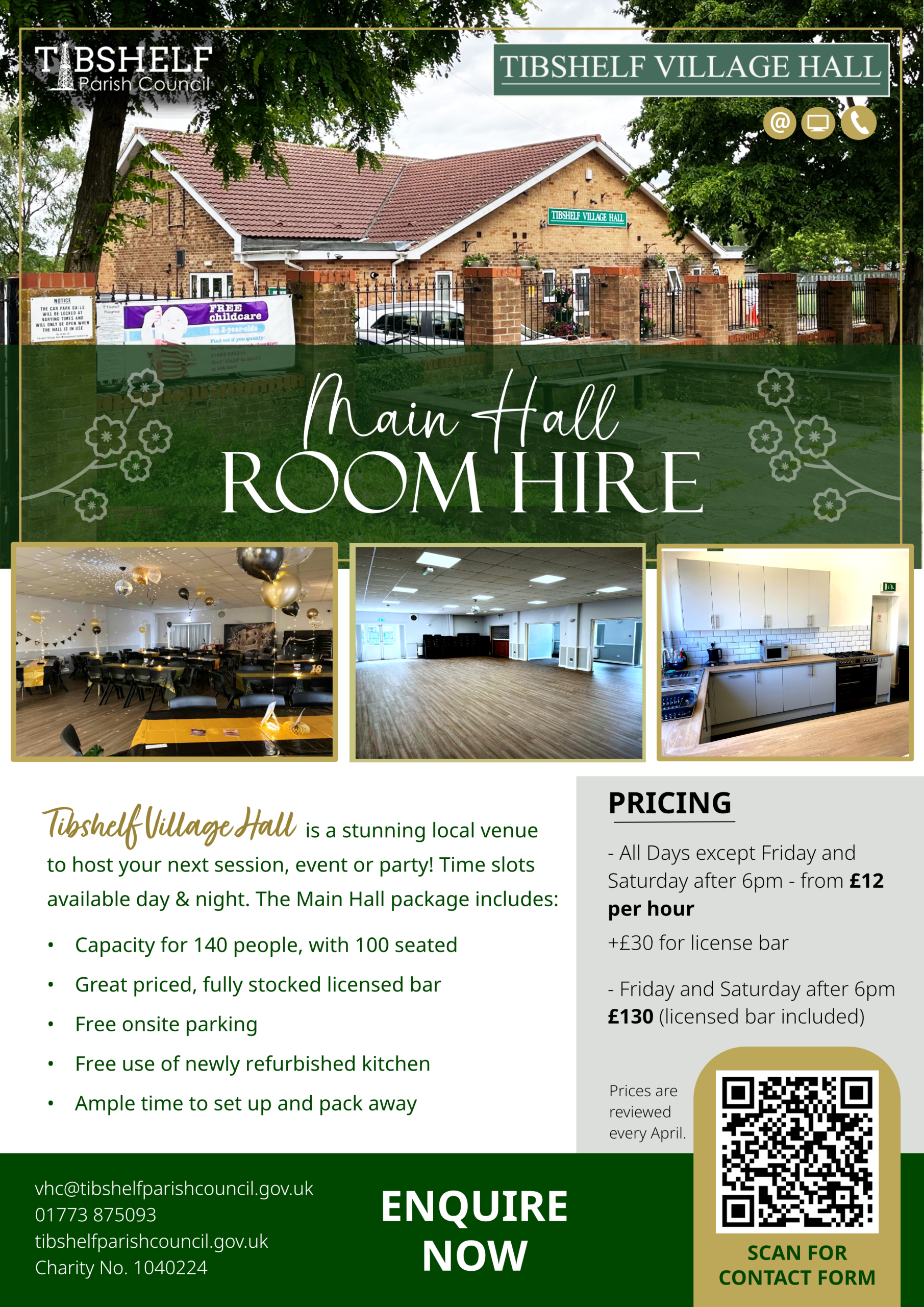 Village Hall Room Hire Leaflet - Enquire Now