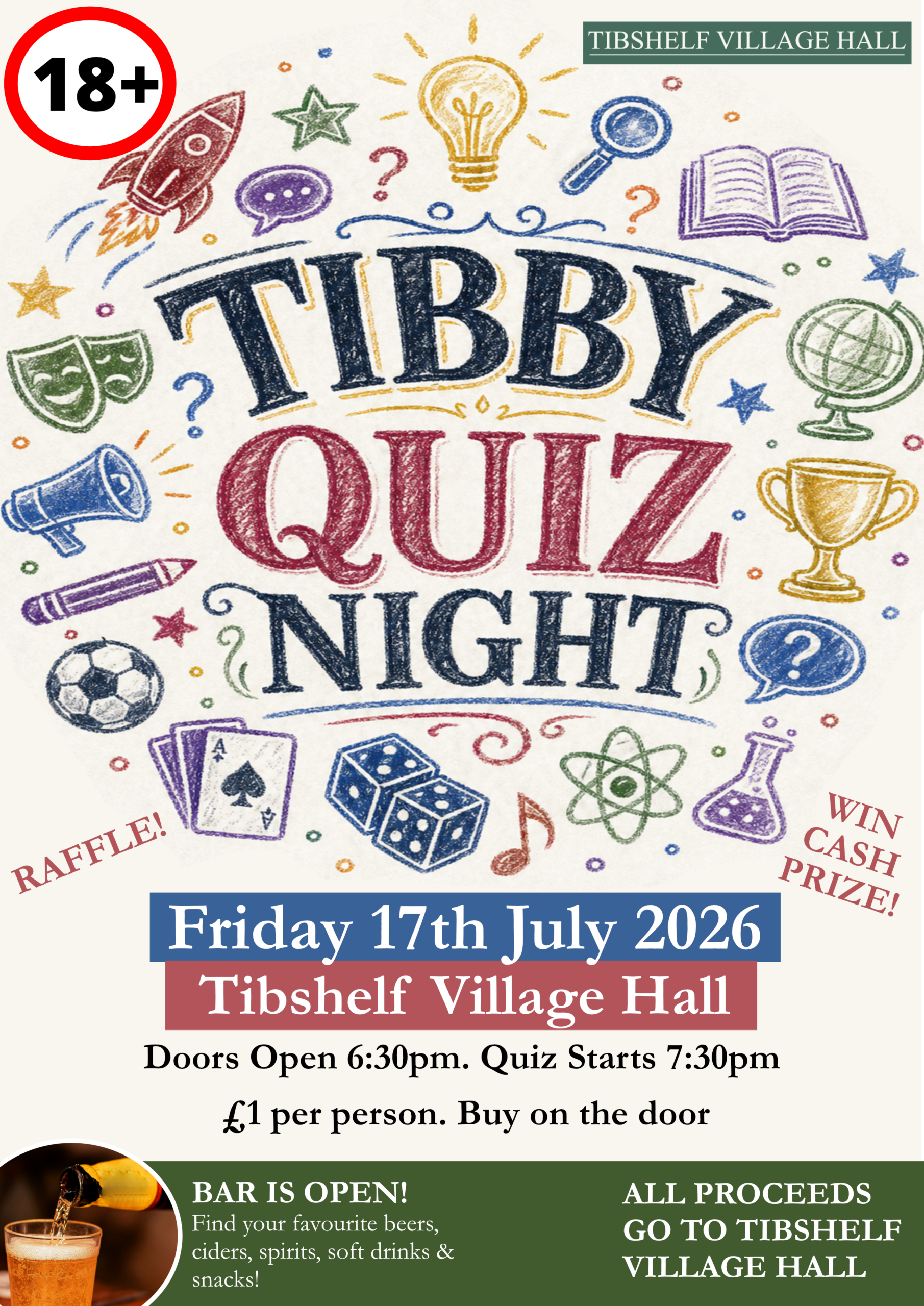 Quiz Night 17th July 7:30pm Village Hall