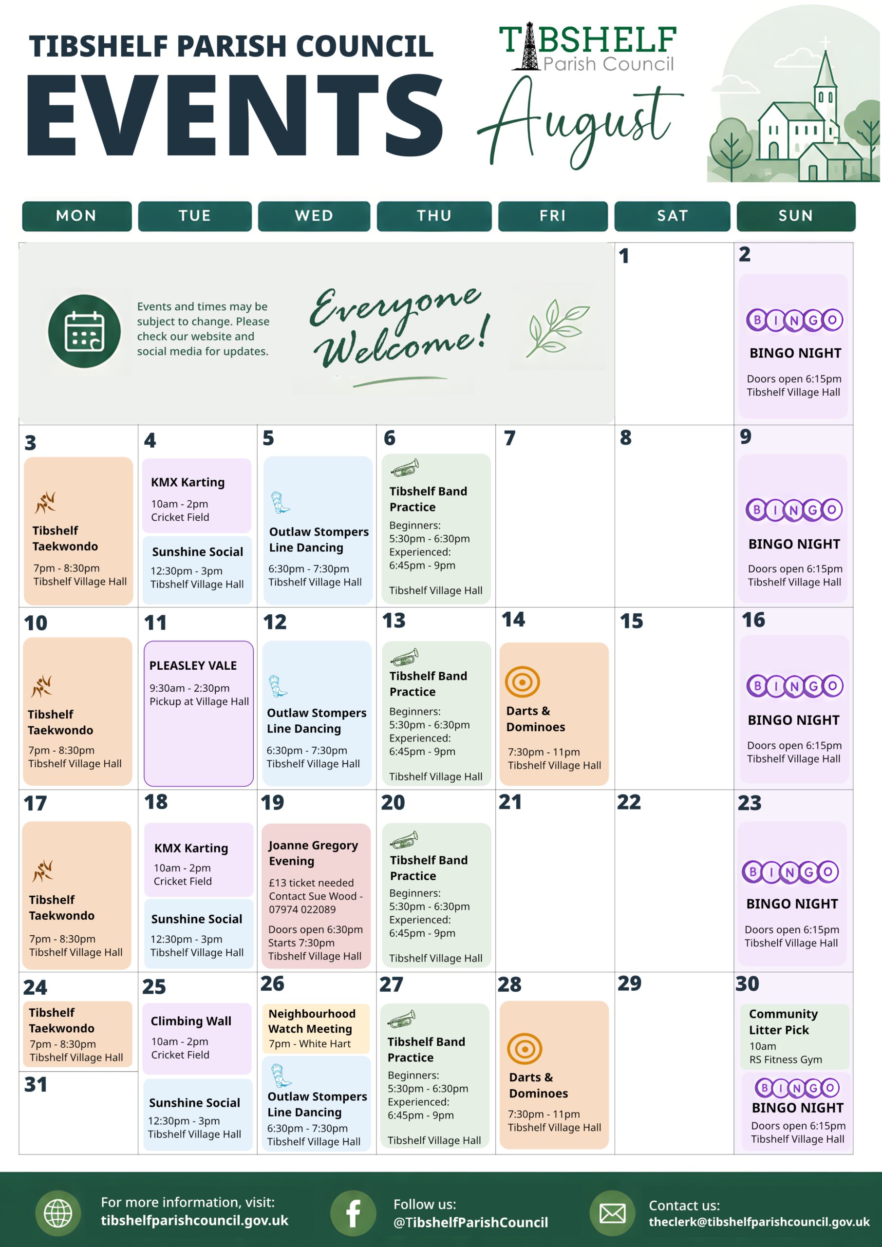 August Events Calendar