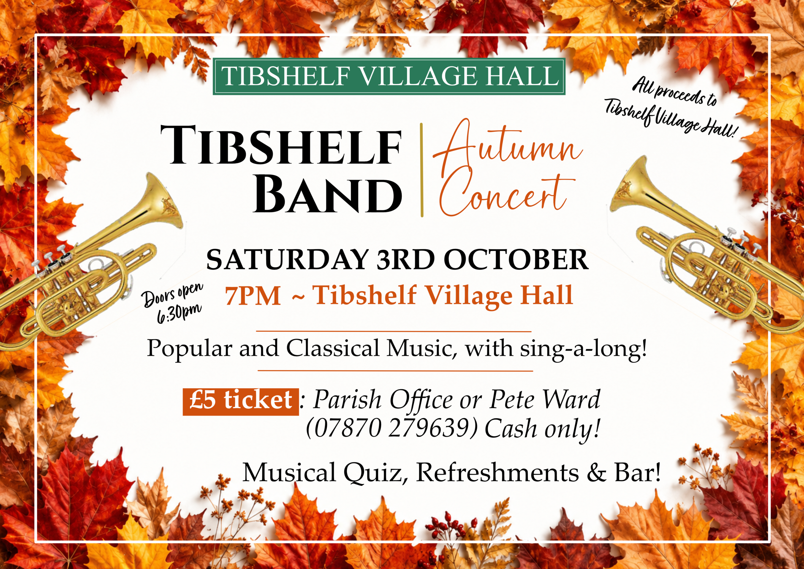 Tibshelf Band - Autumn Concert - Saturday 3rd October - Enquire for tickets